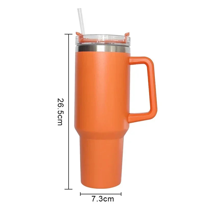 40Oz Mug Tumbler with Handle Insulated Tumbler with Lids Straw Stainless Steel Coffee Tumbler Termos Cup for Travel Thermal Mug