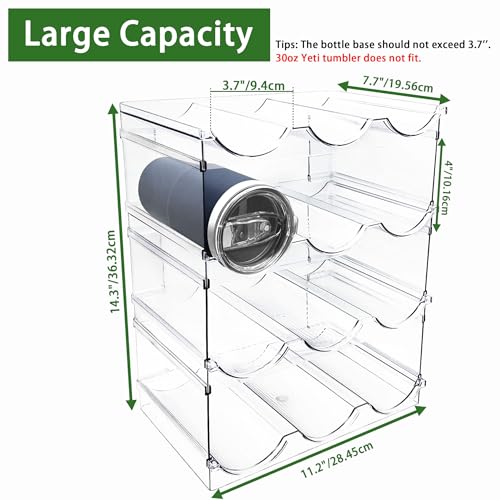 Spaclear 4 Pack Water Bottle Organizer, Stackable Kitchen Pantry Organization and Storage Shelf, Plastic Bottle Holder for Fridge Kitchen Cabinet Organizer and Storage, Tumbler Mug Cup Organizer - TECH W/ TERRY