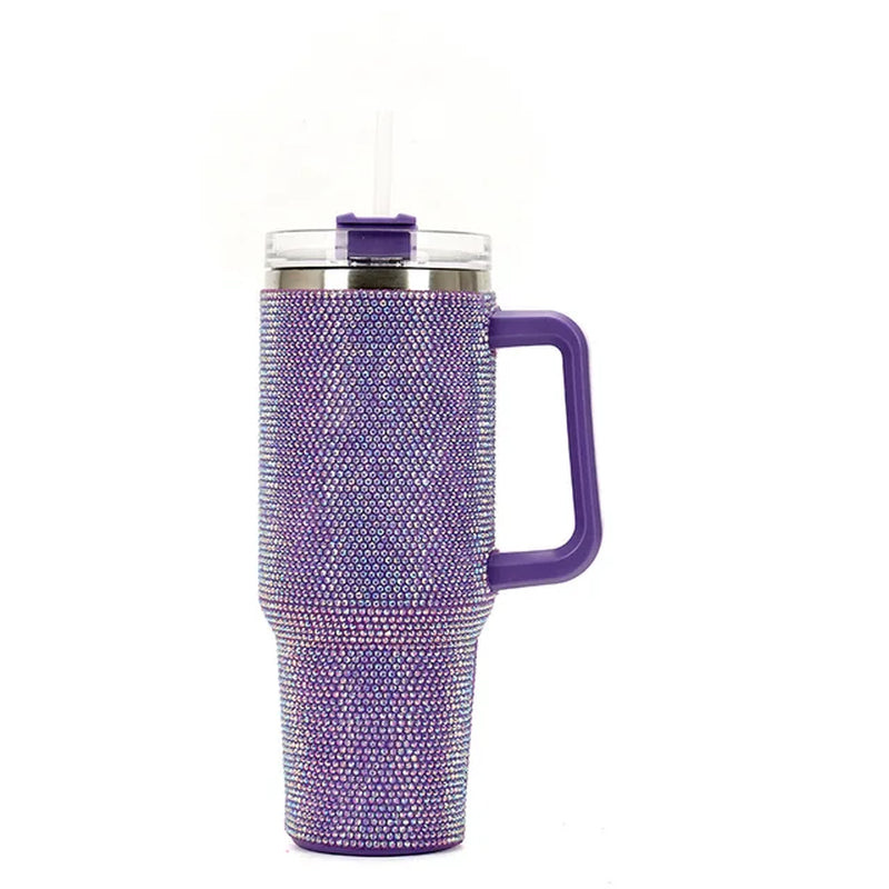 1200ML 40Oz Diamond Mug Tumbler with Handle Insulated Tumbler with Lids Straw Stainless Steel Coffee Tumbler Termos Cup2023