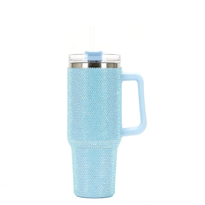 1200ML 40Oz Diamond Mug Tumbler with Handle Insulated Tumbler with Lids Straw Stainless Steel Coffee Tumbler Termos Cup2023