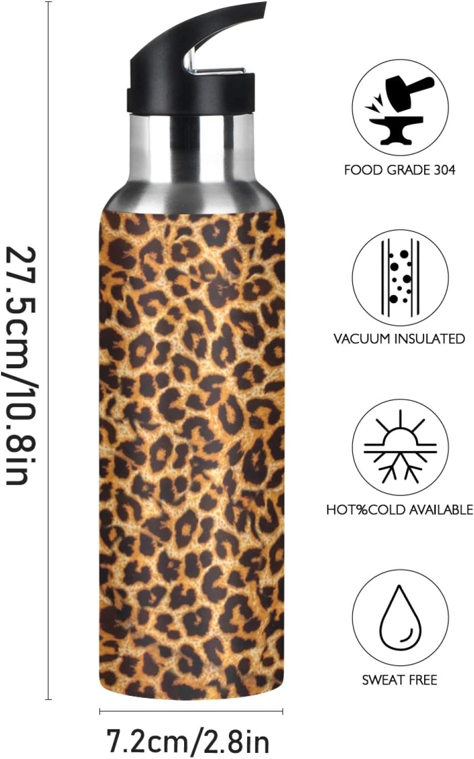 3D Printing Dragon Water Bottle Vacuum Insulated Stainless Steel Water Bottles with Straw Lid Leakproof Wide Mouth Water Flask for Fitness Outdoor Sports, 20Oz