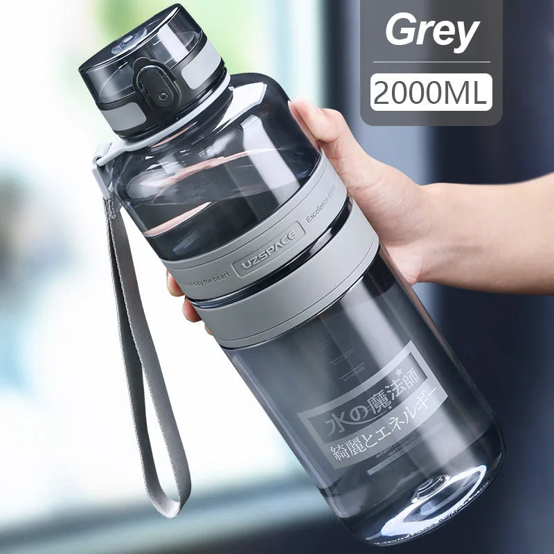 1L 1.5L 2L Fitness Sports Water Bottle Large Capacity Eco-Friendly Plastic Portable Leakproof Shaker Fruit Drink Bottle BPA Free - TECH W/ TERRY