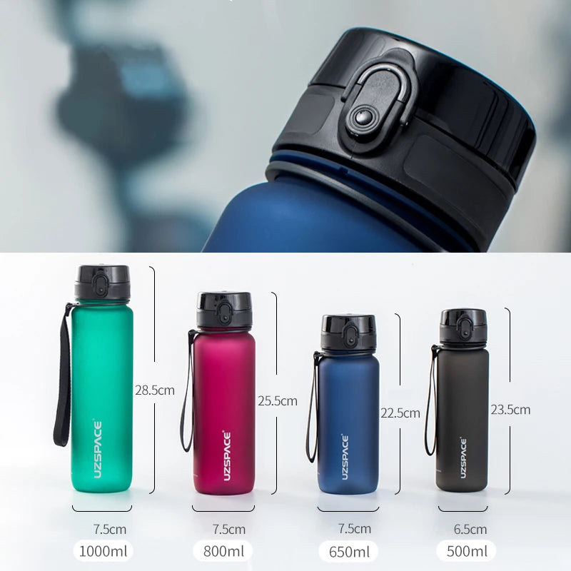 UZSPACE Water Bottle High cost performance Portable Leak-proof Outdoor Tour Sport shaker Drink Tritan Plastic Bottle 500/1000ml - TECH W/ TERRY