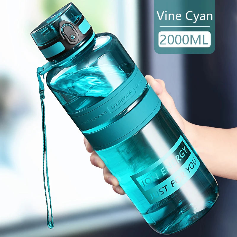 1L 1.5L 2L Fitness Sports Water Bottle Large Capacity Eco-Friendly Plastic Portable Leakproof Shaker Fruit Drink Bottle BPA Free - TECH W/ TERRY