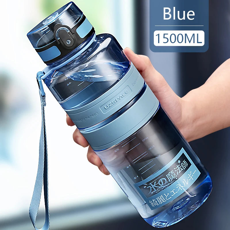 1L 1.5L 2L Fitness Sports Water Bottle Large Capacity Eco-Friendly Plastic Portable Leakproof Shaker Fruit Drink Bottle BPA Free - TECH W/ TERRY