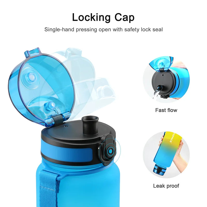 UZSPACE 1500ml Sports Water Bottle With Time Marker Large Capacity Portable Leak-Proof Outdoor Travel Drink Plastic Cup BPA Free - TECH W/ TERRY