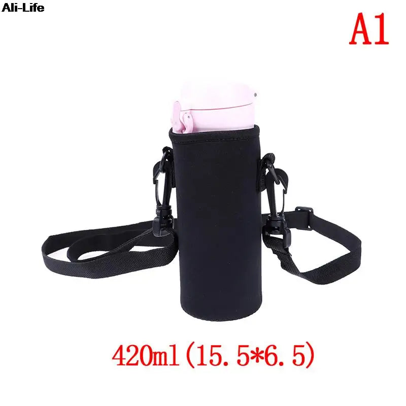 1000ML Water Bottle Cover Bag Pouch w/Strap Neoprene Water Bottle Carrier Insulated Bag Pouch Holder Shoulder Strap Black - TECH W/ TERRY