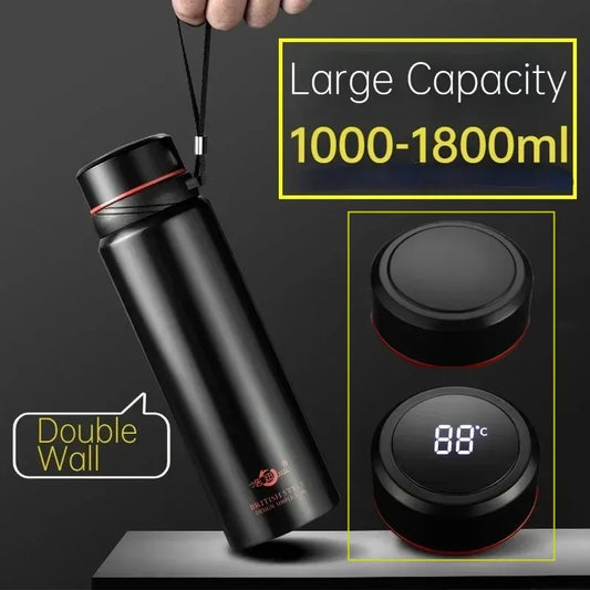 1000ml 1800ml Vacuum Thermal Flask Smart Temperature Display Water Bottle 304 Stainless Steel Thermos - TECH W/ TERRY