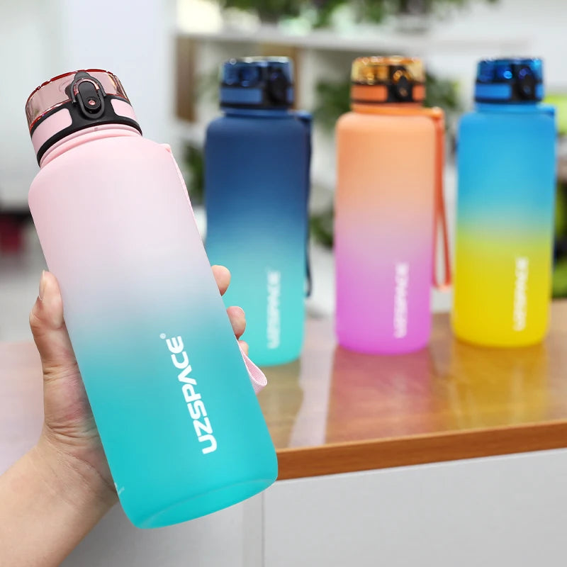 UZSPACE 1500ml Sports Water Bottle With Time Marker Large Capacity Portable Leak-Proof Outdoor Travel Drink Plastic Cup BPA Free - TECH W/ TERRY