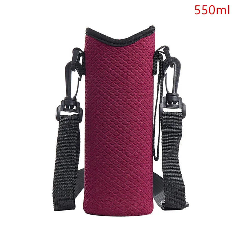 1000ML Water Bottle Cover Bag Pouch w/Strap Neoprene Water Bottle Carrier Insulated Bag Pouch Holder Shoulder Strap Black - TECH W/ TERRY