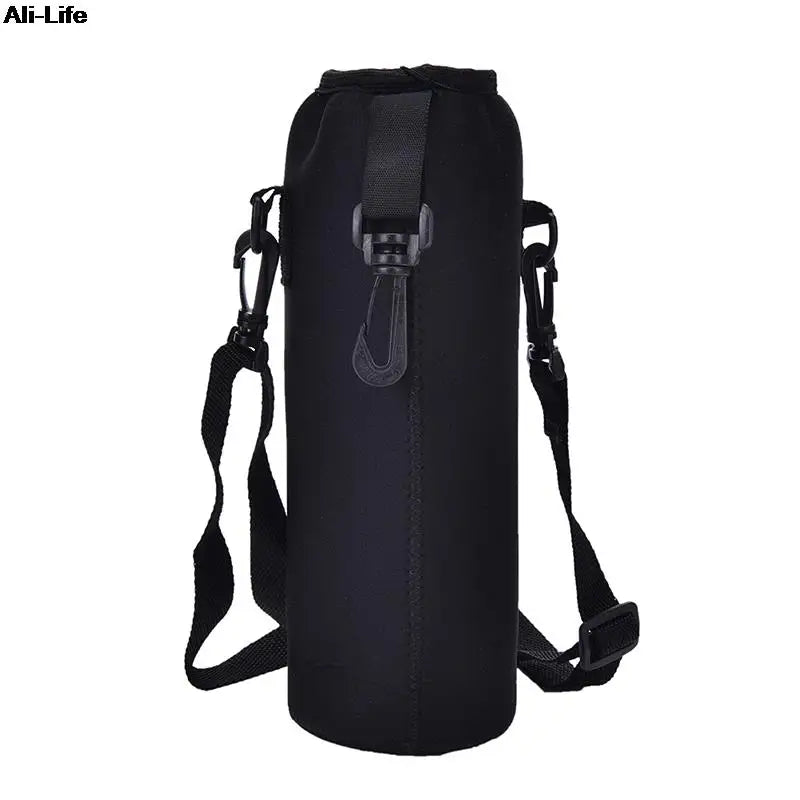 1000ML Water Bottle Cover Bag Pouch w/Strap Neoprene Water Bottle Carrier Insulated Bag Pouch Holder Shoulder Strap Black - TECH W/ TERRY