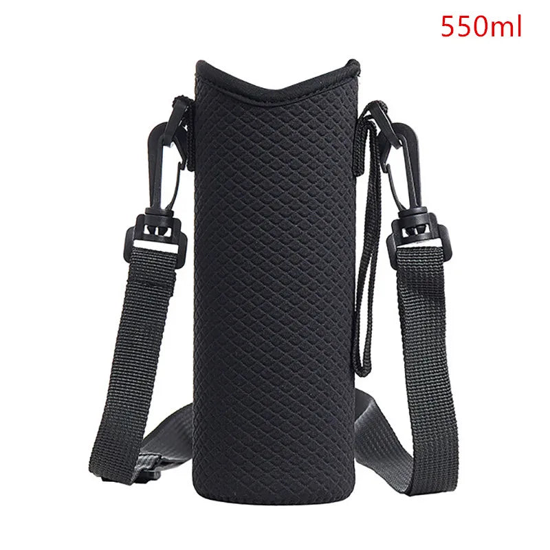 1000ML Water Bottle Cover Bag Pouch w/Strap Neoprene Water Bottle Carrier Insulated Bag Pouch Holder Shoulder Strap Black - TECH W/ TERRY