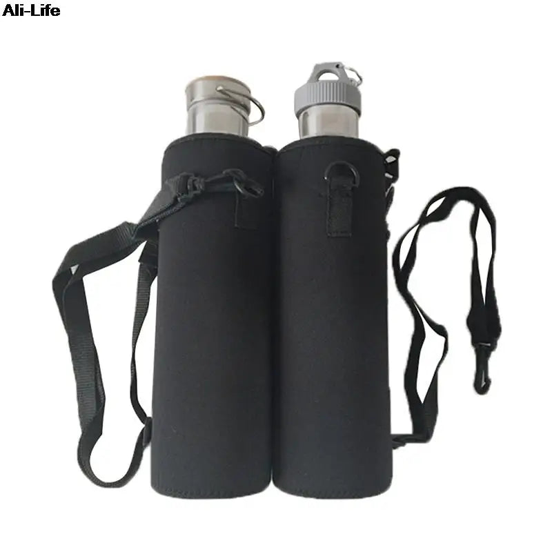 1000ML Water Bottle Cover Bag Pouch w/Strap Neoprene Water Bottle Carrier Insulated Bag Pouch Holder Shoulder Strap Black - TECH W/ TERRY