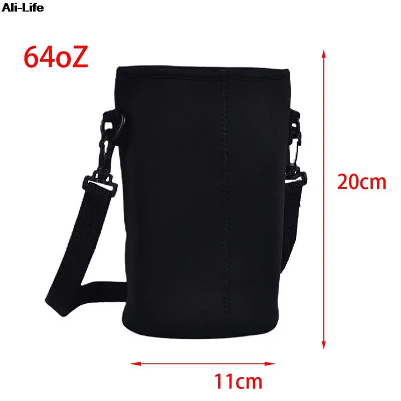 1000ML Water Bottle Cover Bag Pouch w/Strap Neoprene Water Bottle Carrier Insulated Bag Pouch Holder Shoulder Strap Black - TECH W/ TERRY