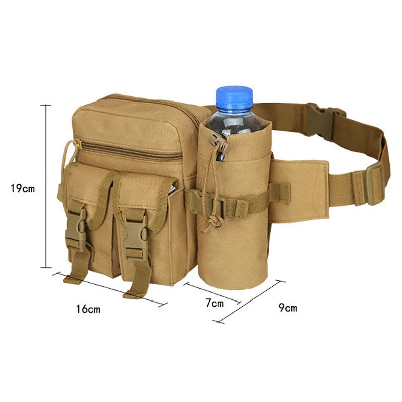 Tactical Men Waist Pack Nylon Hiking Water Bottle Phone Pouch Outdoor Sports Hunting Climbing Camping Belt Bag - TECH W/ TERRY