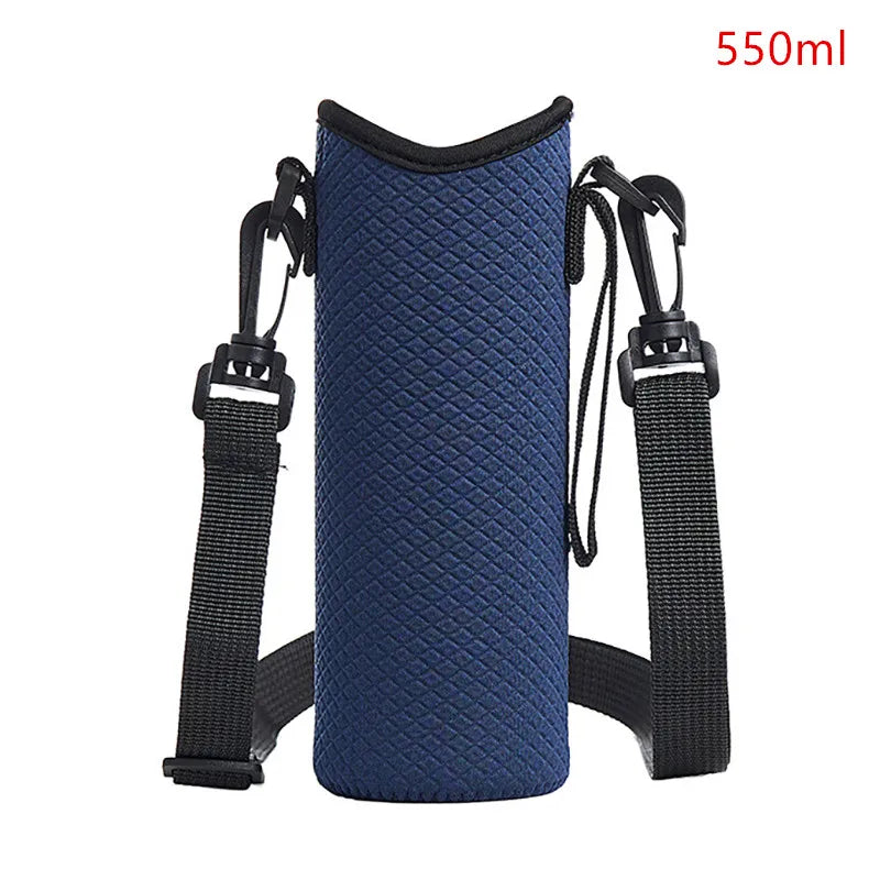 1000ML Water Bottle Cover Bag Pouch w/Strap Neoprene Water Bottle Carrier Insulated Bag Pouch Holder Shoulder Strap Black - TECH W/ TERRY