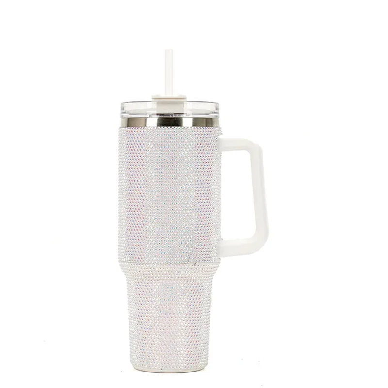 1200ML 40Oz Diamond Mug Tumbler with Handle Insulated Tumbler with Lids Straw Stainless Steel Coffee Tumbler Termos Cup2023