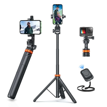 EUCOS Newest 62" Phone Tripod, Tripod for iPhone & Selfie Stick Tripod with Remote, Upgraded iPhone Tripod Stand & Travel Tripod, Solidest Cell Phone Tripod Compatible with iPhone 15/14/13/Android - TECH W/ TERRY