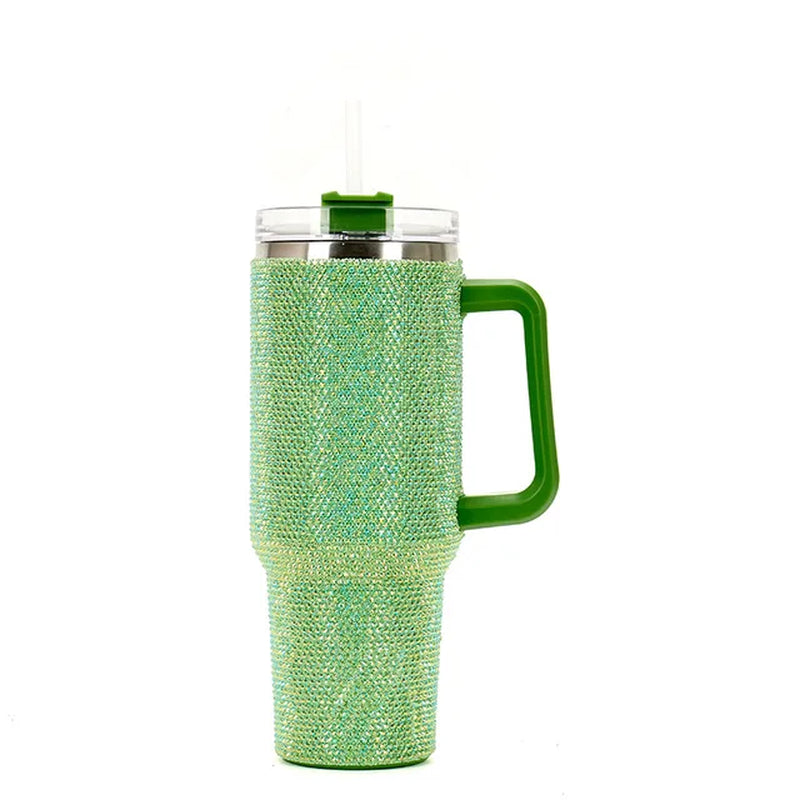 1200ML 40Oz Diamond Mug Tumbler with Handle Insulated Tumbler with Lids Straw Stainless Steel Coffee Tumbler Termos Cup2023