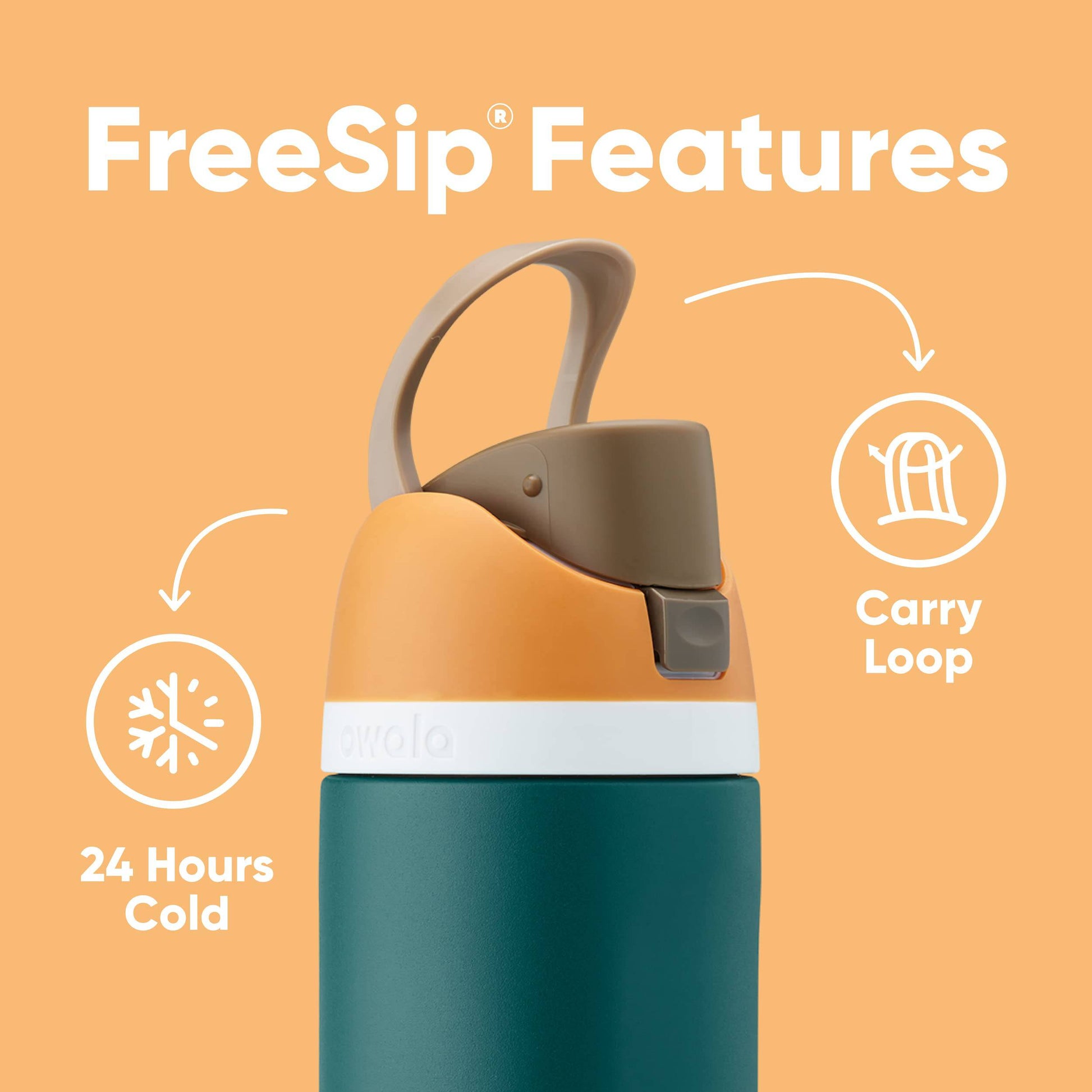 Owala FreeSip Insulated Stainless Steel Water Bottle with Straw for Sports and Travel, BPA-Free, 24-oz, Orange/Green (Camo Cool) - TECH W/ TERRY