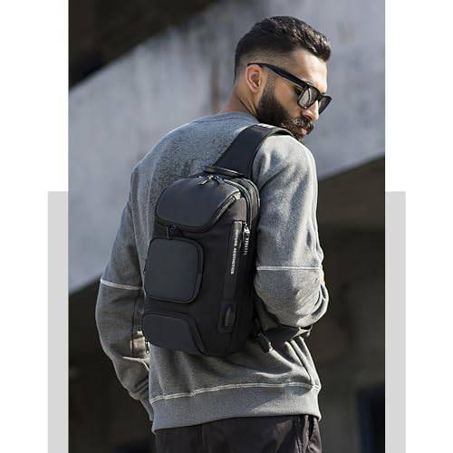 OZUKO Sling Backpack Sling Bag Crossbody Backpack Shoulder Casual Daypack Rucksack for Men (Gray1) - TECH W/ TERRY